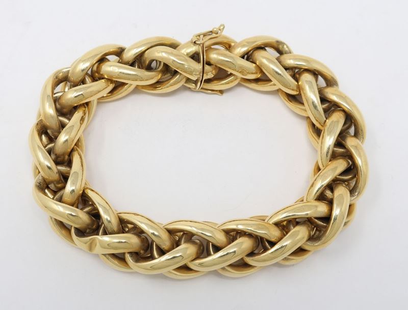 Bracciale in Oro Giallo a Maglie Ovali Intrecciate