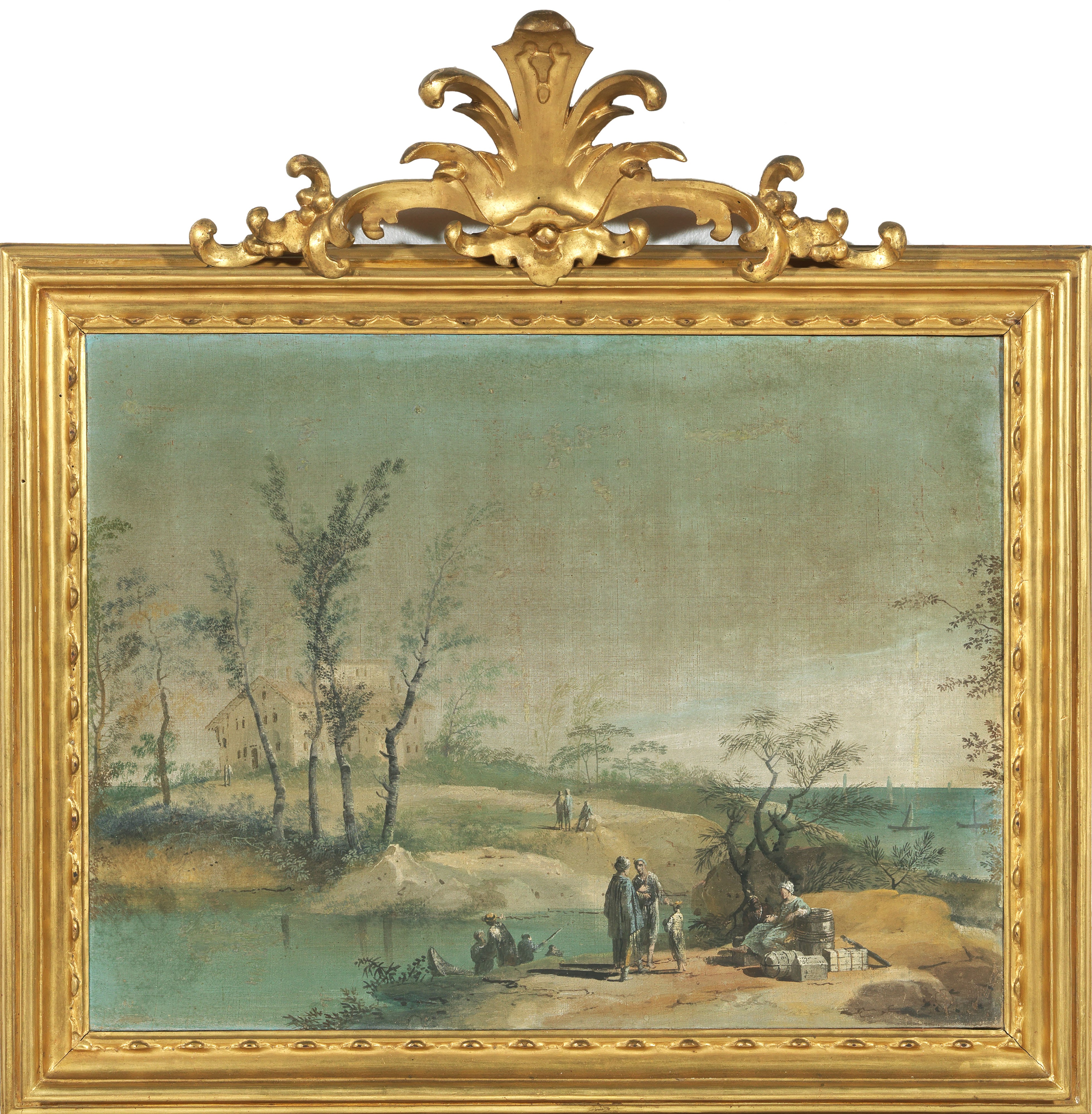 Scuola Bolognese del XVIII Secolo - «paesaggio Fluviale con Architettura e Figure» e «paesaggio F...