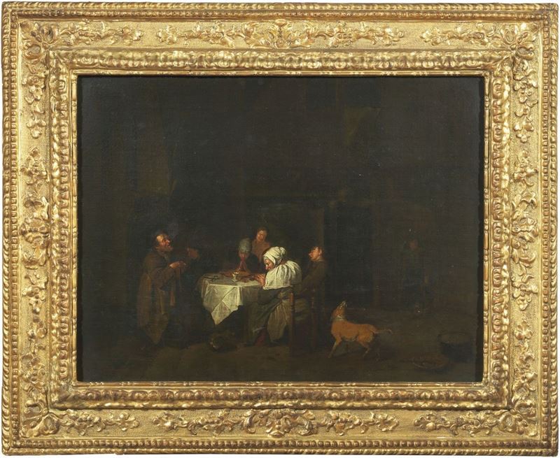 Jean Josef Horemans il Vecchio Detto le Brun (attr. A) - «la Preghiera Prima del Pasto» e «scena ...