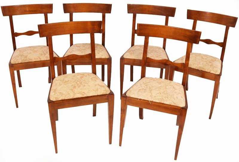 Sei Sedie in Legno di Noce