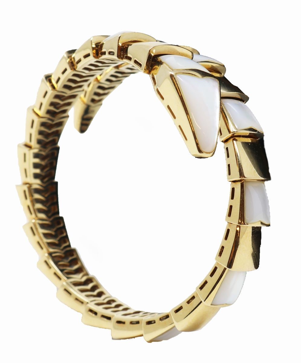 Bracciale Bulgari in Oro Giallo e Madreperla Bianca