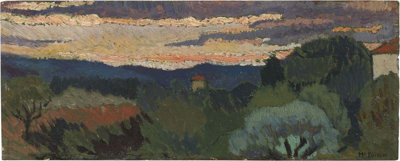 Mario Puccini (attr. A) - Paesaggio al Tramonto
