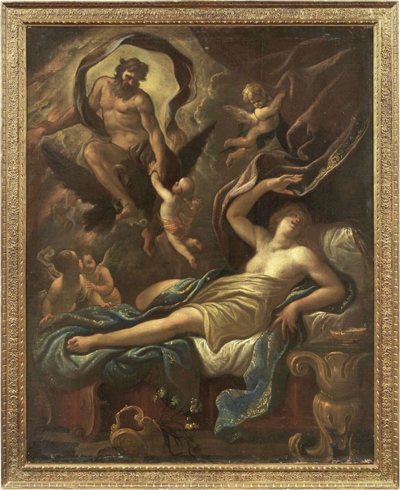 Scuola Napoletana del XVII Secolo - Giove, Ganimede e Semele