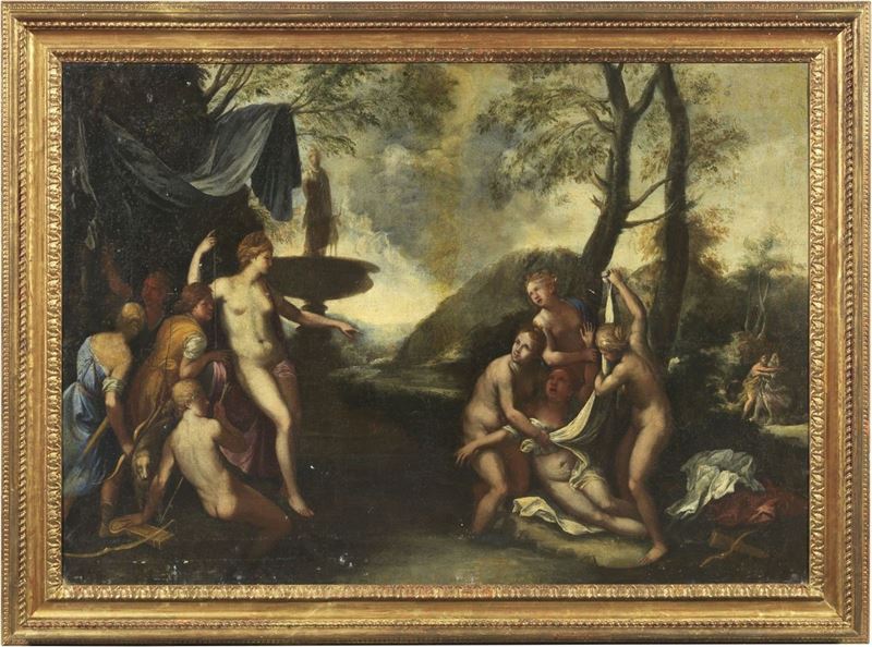 Scuola Emiliana del XVII Secolo - Diana e le Ninfe