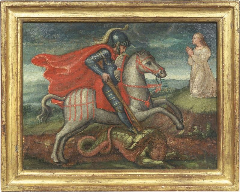 Scuola Italia Meridionale Fine XVI Secolo - San Giorgio e il Drago