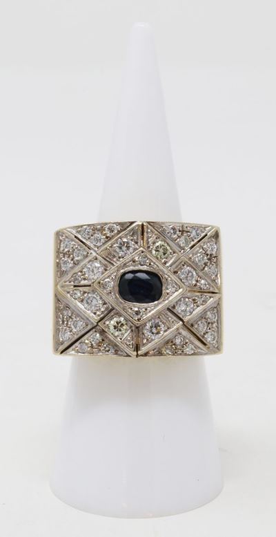Anello a Fascia in Oro Giallo e Bianco