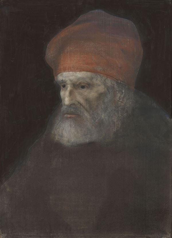 Pietro Annigoni - Ritratto di uomo con copricapo rosso