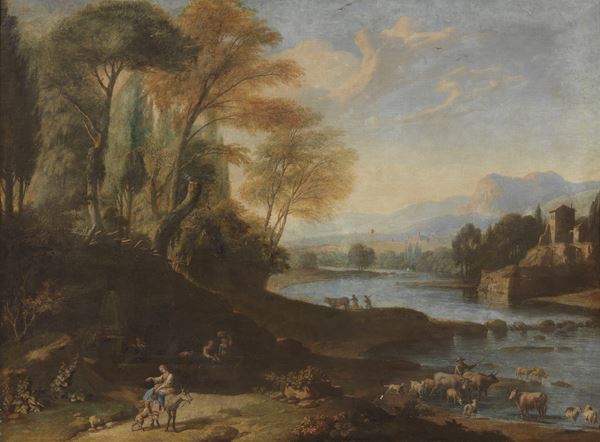 Ignoto del XVIII secolo - Paesaggio con figure