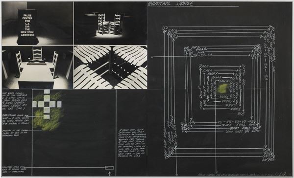 Vito Acconci : False Center for LA  (1976)  - Fotografie in bianco e nero e tecnica mista su cartone, quattro elementi - Asta Arte Contemporanea - I - Casa d'aste Farsettiarte