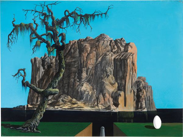Renato Balsamo : Il vecchio albero e l'uovo  (1973)  - Olio su tela - Asta Arte Contemporanea - I - Casa d'aste Farsettiarte