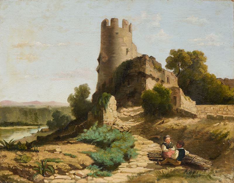 Paesaggio con rovine