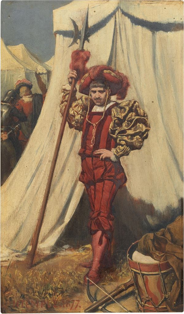 Hans Temple : Alabardiere  (1877)  - Olio su tavola - Auction PARADE II - XIX and XX Century Paintings and Drawings - Casa d'aste Farsettiarte