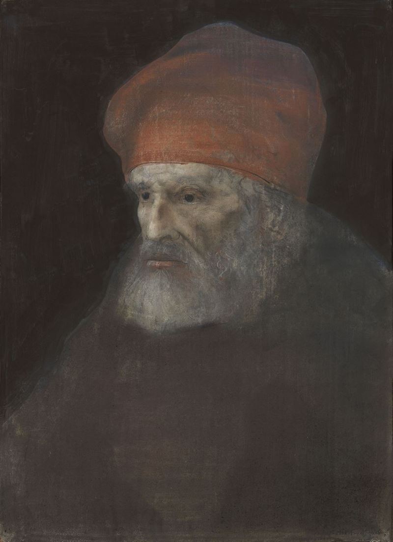 Pietro Annigoni - Ritratto di Uomo con Copricapo Rosso