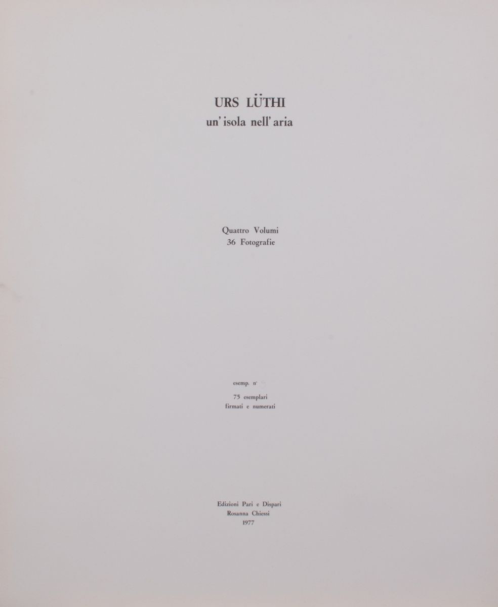 Urs Lüthi - Portfolio un'isola Nell'aria