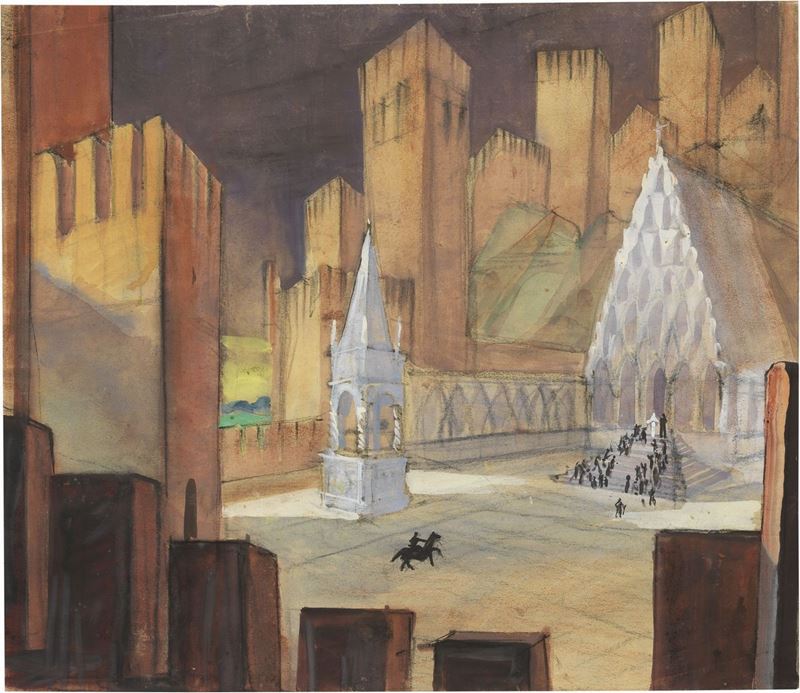 Virgilio Marchi - Uscita Castello - Scenografia per «i Cavalieri Dell'illusione»