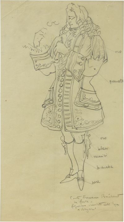 Conte Francesco Bréchard da Festa - Bozzetto di Costume per «il Conte di Bréchard»