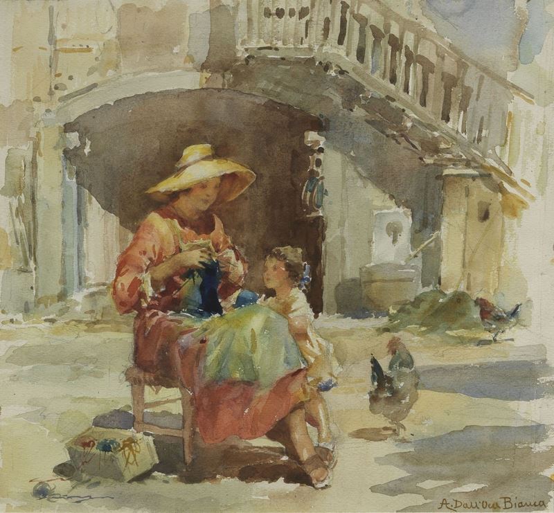 Angelo Dall'oca Bianca (attr. A) - Nell'aia