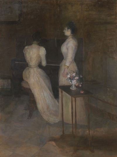 Al pianoforte, olio su tela (1890 ca.)