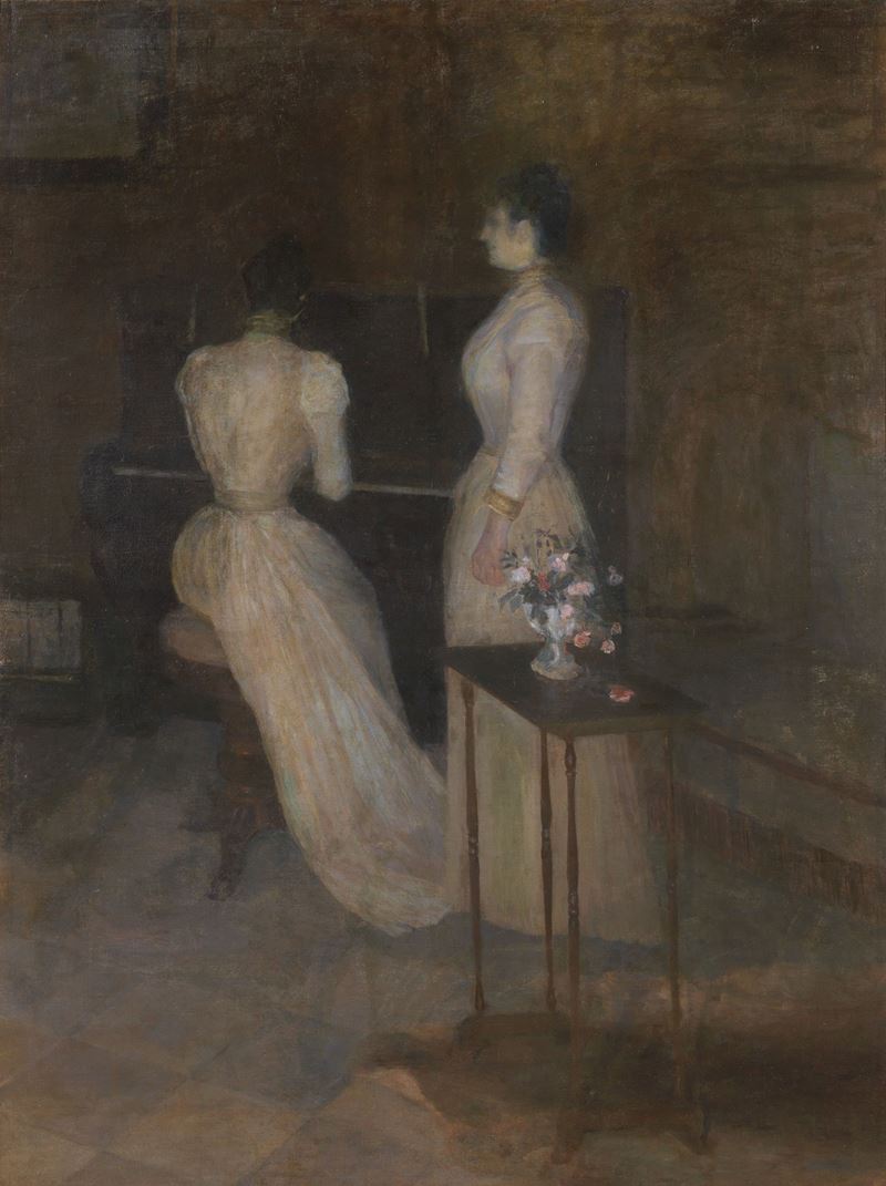 Leonetto Cappiello - Al pianoforte, olio su tela (1890 ca.)