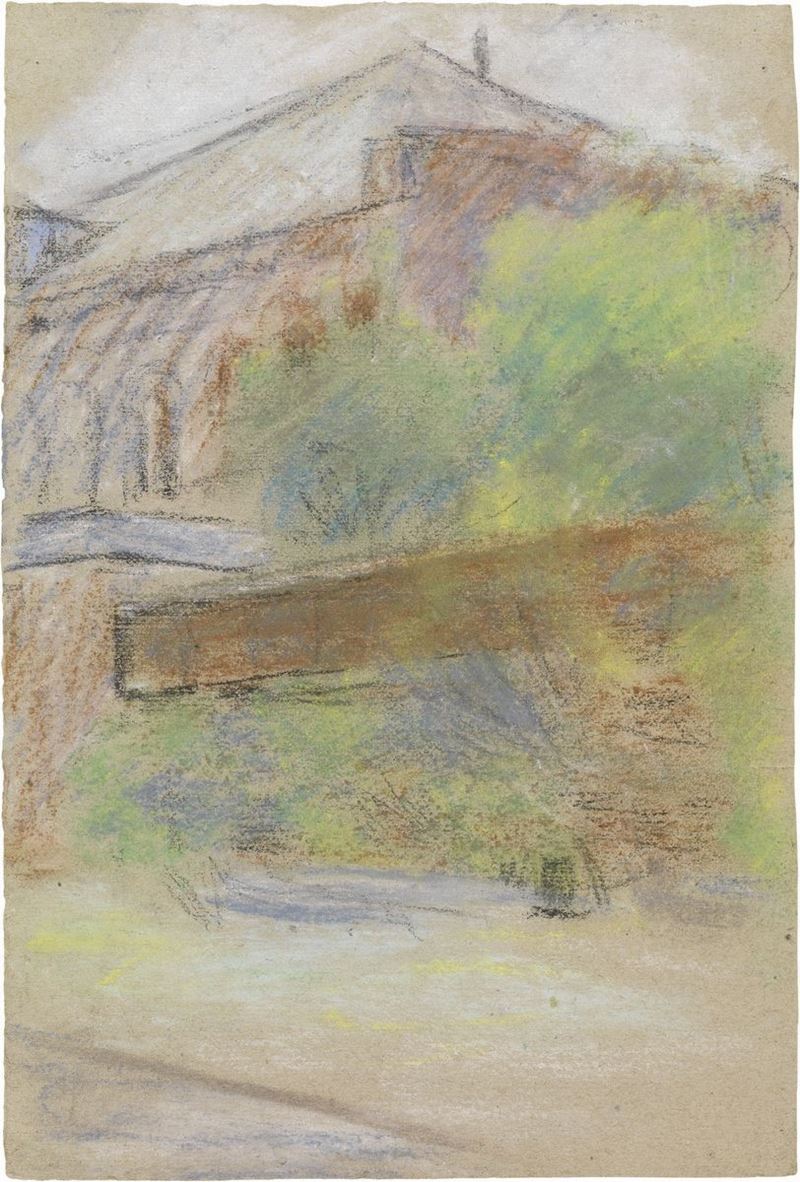 Michel Larionov - Paesaggio con Casa e Figura Evanescente