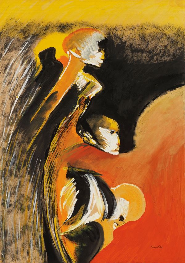Remo Brindisi : Figure  (1950)  - Olio su tela - Auction Contemporary Art - I - Casa d'aste Farsettiarte
