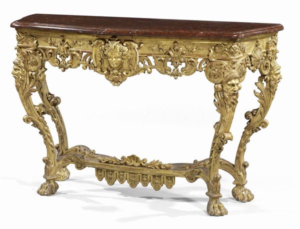 Consolle in legno riccamente intagliata e dorata  (fine XVIII secolo.)  - Asta Importanti Arredi e Dipinti Antichi - I - Casa d'aste Farsettiarte