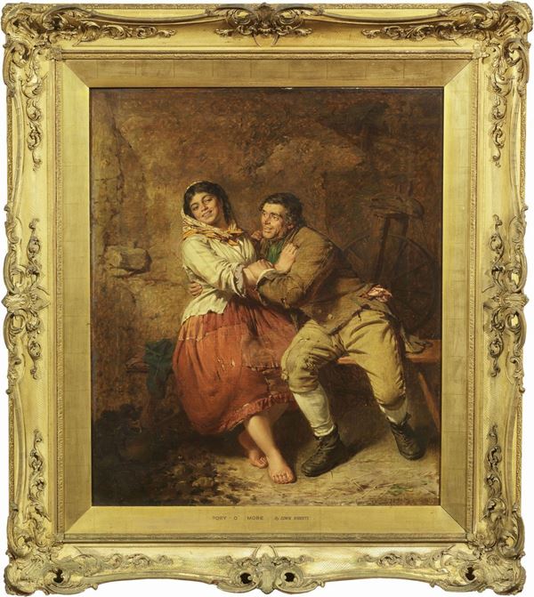 Edwin Thomas Roberts : Scena di corteggiamento  (1877)  - Olio su tela - Asta Importanti Arredi e Dipinti Antichi - I - Casa d'aste Farsettiarte