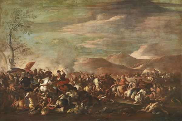 Ilario Giacinto Mercanti detto lo Spolverini (attr. a) - Due opere raffiguranti «Battaglia di cavalleria»