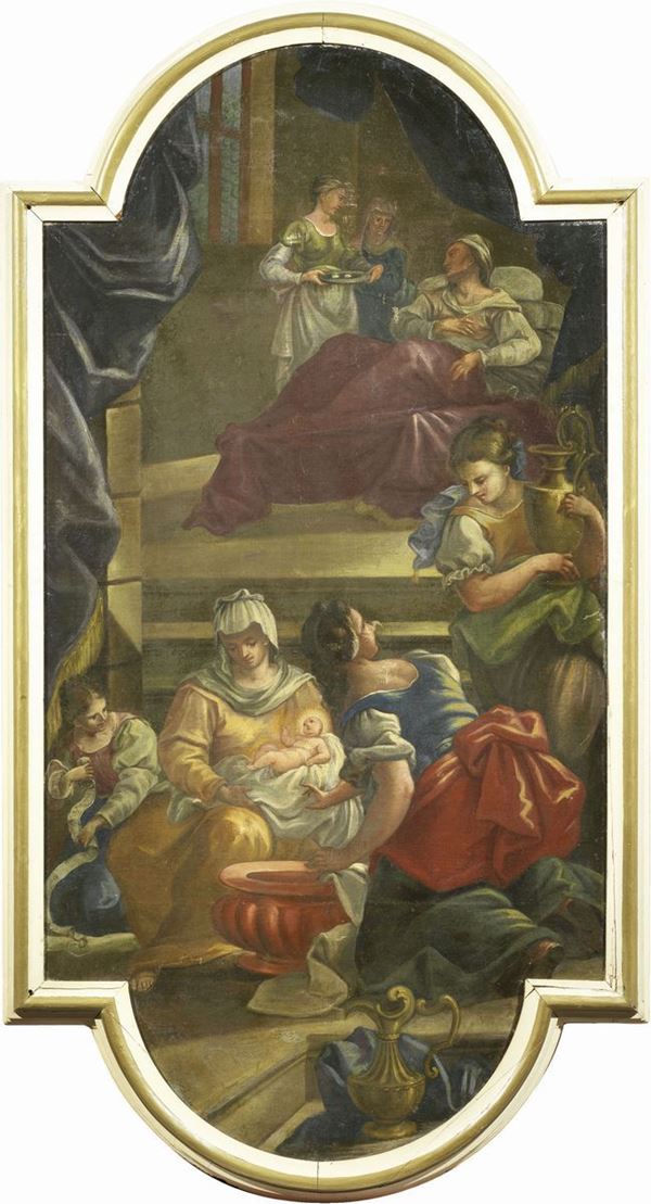Scuola toscana del XVII secolo - Nascita della Vergine con Sant'Anna