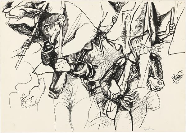 Renato Guttuso : Studio per «Maggio '68»  (1968)  - China su carta - Auction Modern Art - Casa d'aste Farsettiarte