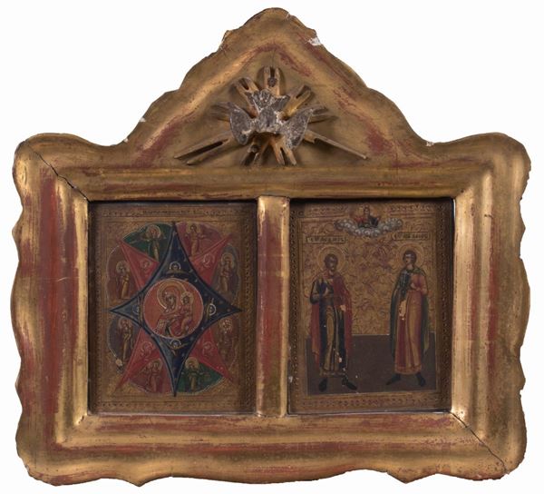 Ignoto del XIX secolo - «Madonna col Bambino» e «Due Santi»