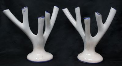Due Portafiori in Maiolica Policroma