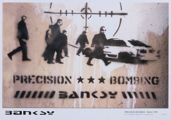 Banksy (after) : Precision Bombing  (1999)  - Stampa offset a colori, es. 07/50 - Auction Contemporary Art - I - Casa d'aste Farsettiarte