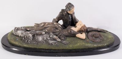 Scultura Ovale in Ceramica Policroma