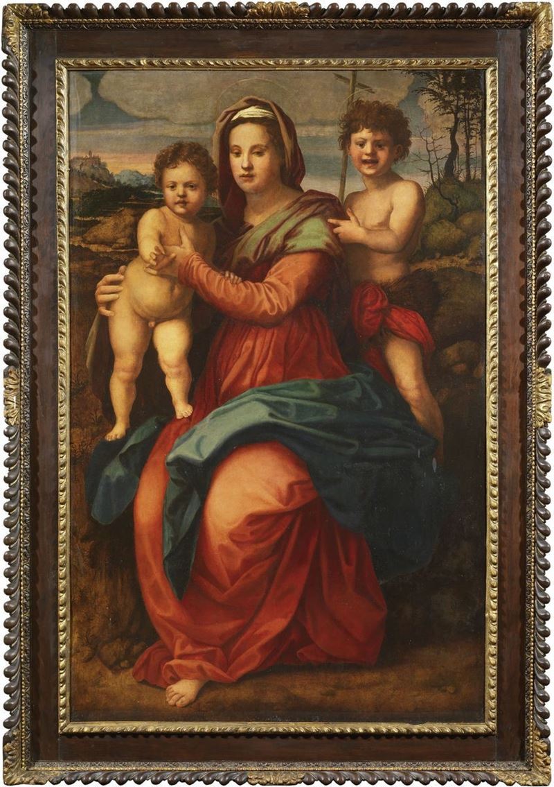 Scuola Fiorentina del XVI Secolo - Madonna Col Bambino e San Giovannino