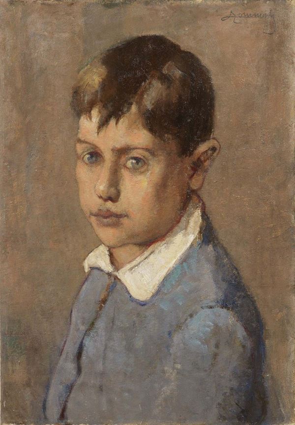 Ludovico Tommasi : Ritratto di ragazzo  - Olio su cartone - Auction PARADE II - XIX and XX Century Paintings and Drawings - Casa d'aste Farsettiarte