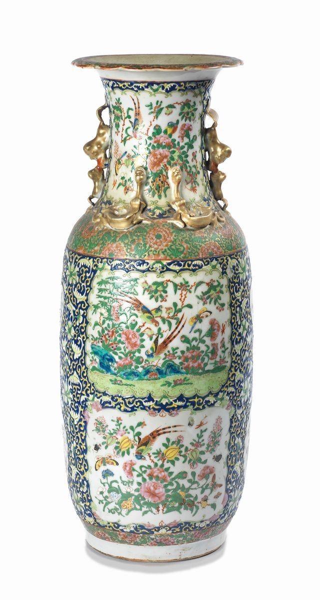 Vaso a Balaustra in Porcellana Policroma