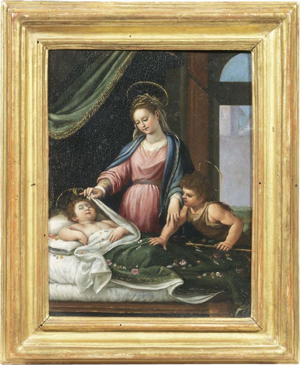 Scuola fiorentina del XVI secolo - Madonna col Bambino e San Giovannino