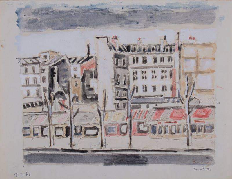 Orfeo Tamburi - Muri e Alberi al Boulevard Haussmann