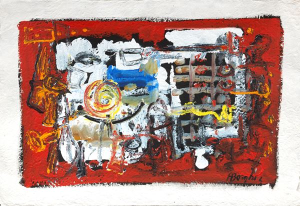 Alfonso Borghi : Senza titolo  - Tecnica mista su carta a mano - Auction Contemporary Art - I - Casa d'aste Farsettiarte