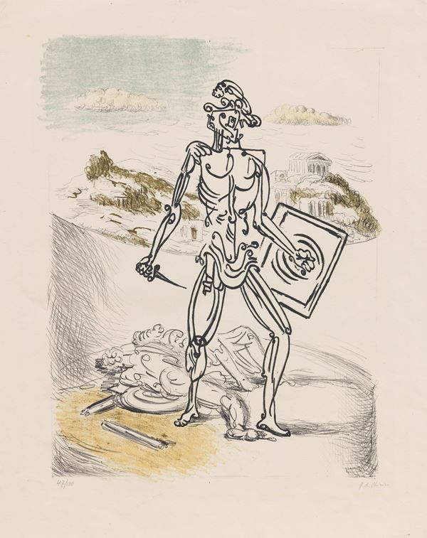 Giorgio de Chirico : Gladiatore  (1929)  - Litografia a 4 colori, es. 48/100 - Auction Contemporary Art - I - Casa d'aste Farsettiarte