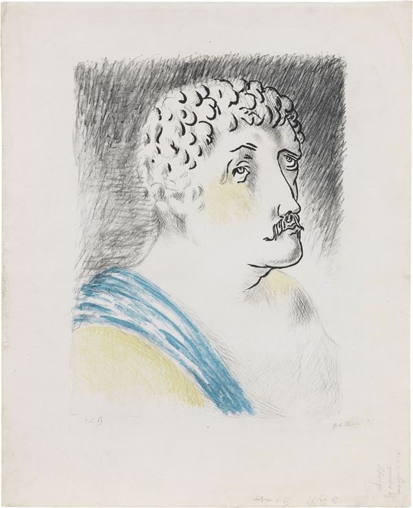 Giorgio de Chirico : Hebdomeros  (1929)  - Litografia a 3 colori, es. H.C. IX - Asta Arte Moderna e Contemporanea - I - Casa d'aste Farsettiarte