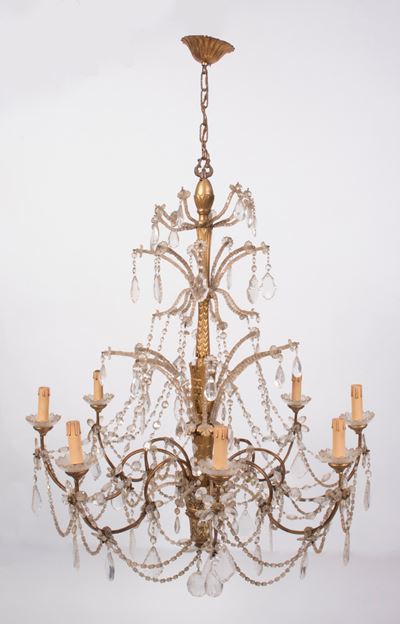 Lampadario in Legno Dorato