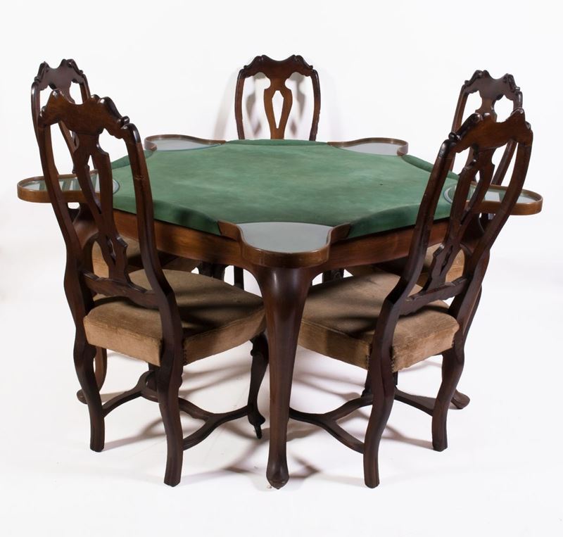 Tavolo da Gioco in Legno di Noce