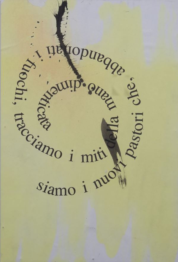 Ugo Carrega : Senza titolo  (2001)  - Tecnica mista su carta applicata su faesite - Auction Contemporary Art - I - Casa d'aste Farsettiarte