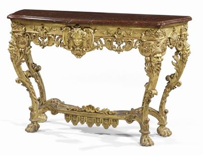 Consolle in Legno Riccamente Intagliata e Dorata