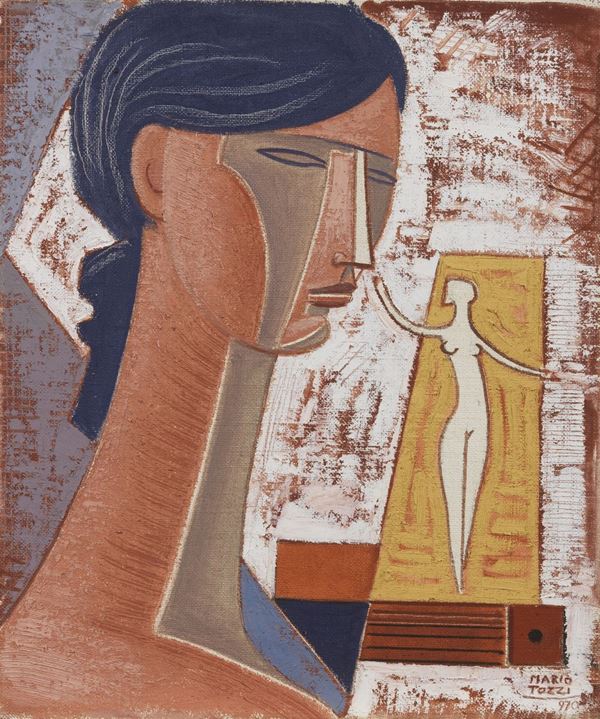 Mario Tozzi : Figura e dado  (1970)  - Olio su tela - Auction Modern Art - II - Casa d'aste Farsettiarte