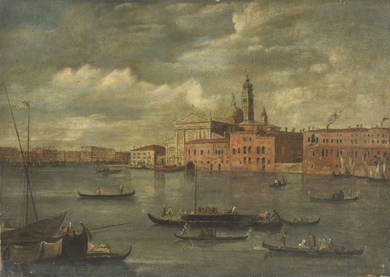 Scuola Veneta del XVIII Secolo - Veduta della Giudecca e San Giorgio