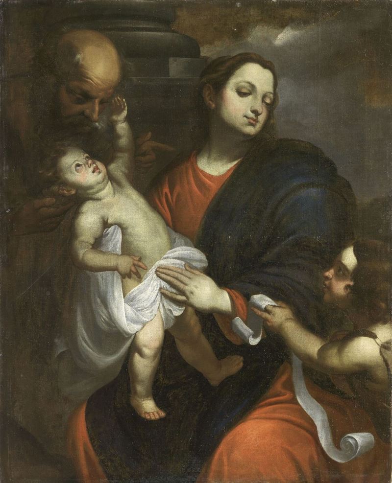 Scuola Fiamminga del XVII Secolo - Sacra Famiglia con San Giovannino