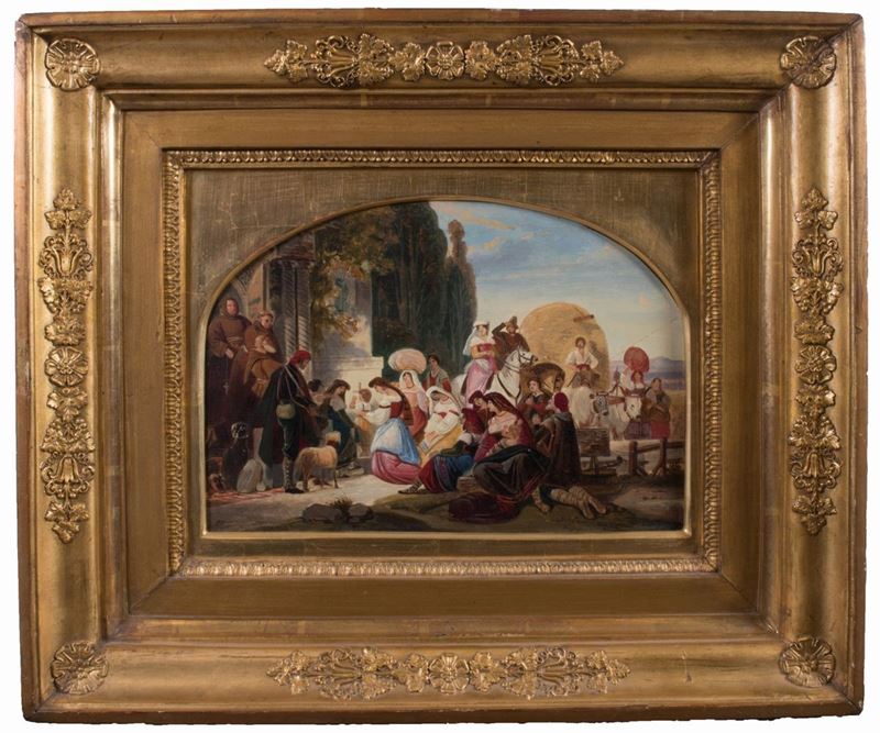 August Ferdinand Hopfgarten (attr. A) - Celebrazione della Madonna nella Campagna Romana